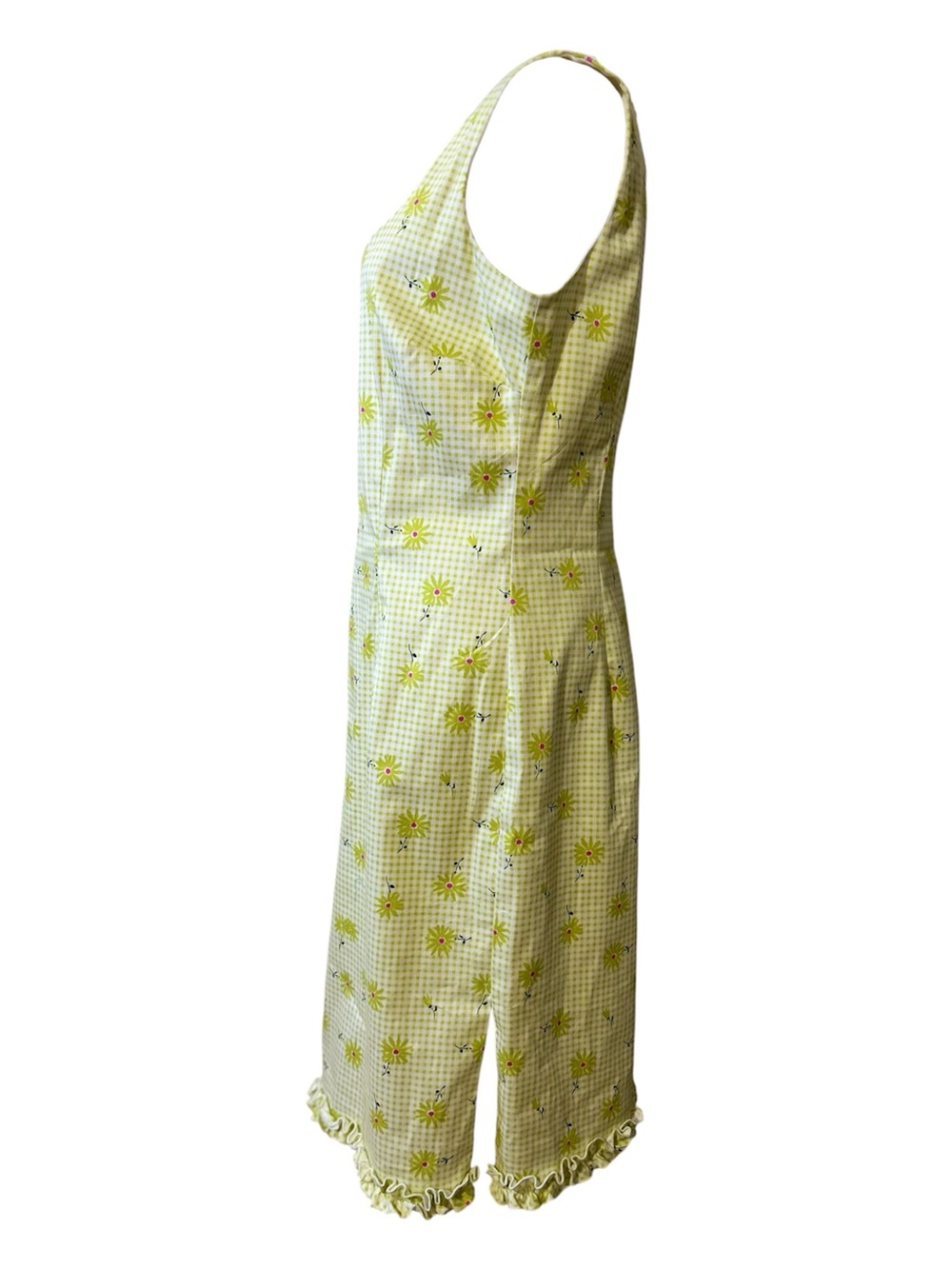 JS Collections Yellow Gingham Floral Midi Dress
